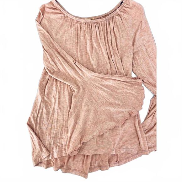 Gibson Latimer Pink Boho Whimsy Long Bell Sleeve Ruffle Top- Size Small - Picture 1 of 3